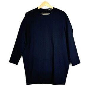 Jil Sander Shift Dress Women 36‎ Navy Blue Long Sleeve Minimalist Scandi Luxury